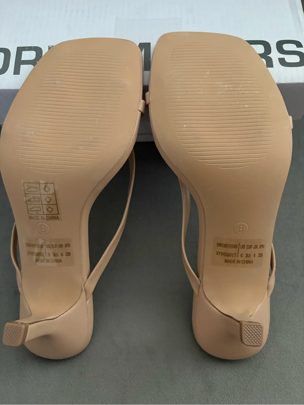 Dream Pairs Women’s Nude Strappy Kitten Heel Slides - US Size 6
